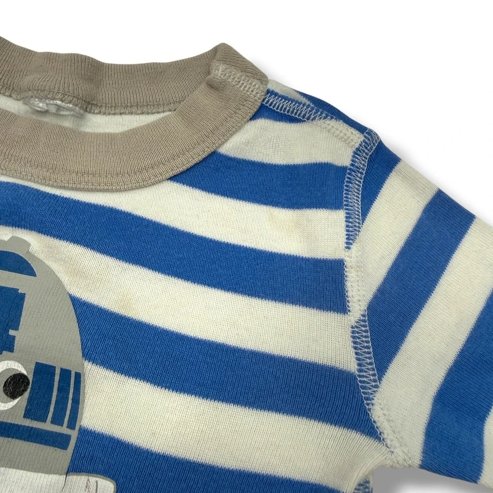 Star Wars‎ R2-D2 Pajama Top Boys Sz 6 Blue White Striped Long Sleeve Droid Shirt